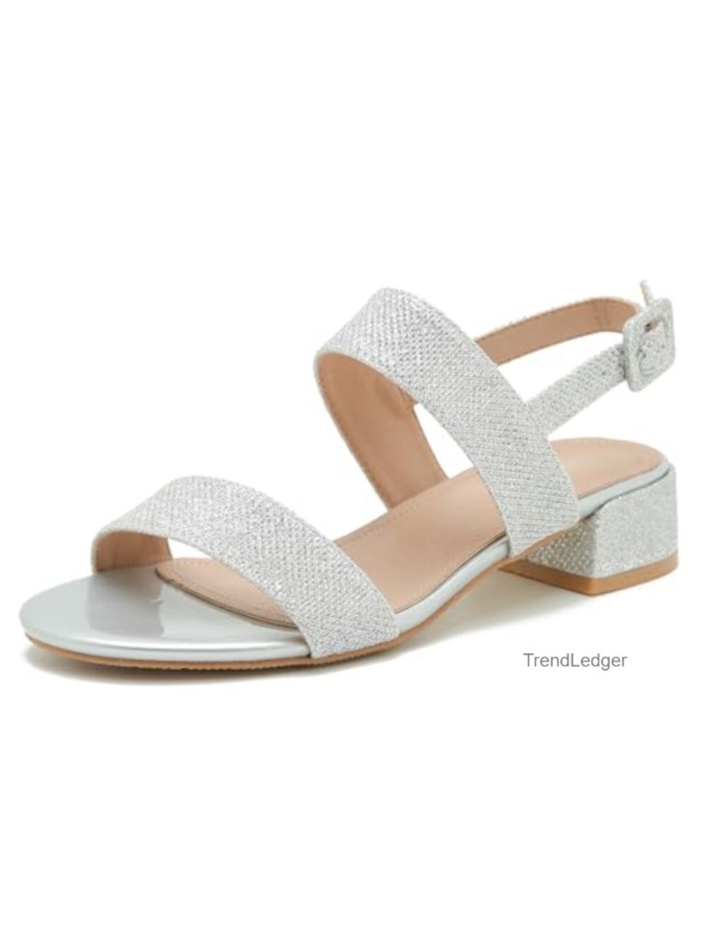 Faux Leather Open Toe Ankle Strap Low Block Heel Sandals Dressy